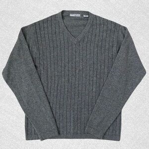 American Blue Men's 100% Cashmere Gray V-Neck Pullover Sweater Size M